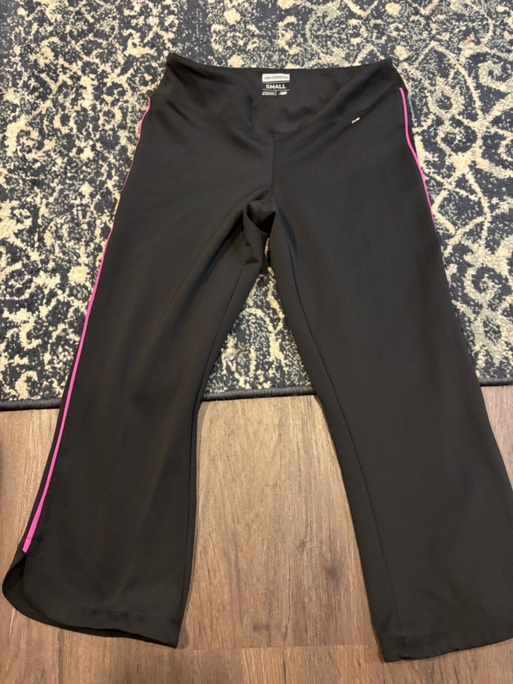 New Balance Black Leggings with Pink Side Stripe